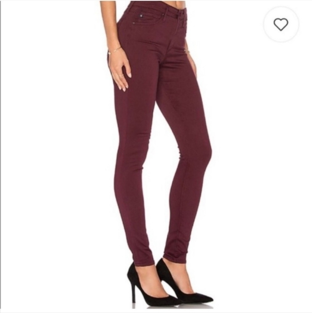 AG Adriano Goldschmied Size 27R Farrah High Rise Skinny Jeans in Wine